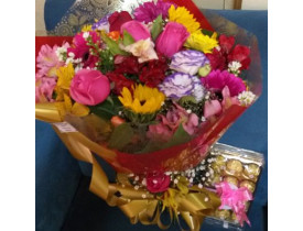 Buquê de Flores do Campo médio e Chocolate 