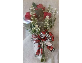Mini buquê com 03 rosas vermelhas